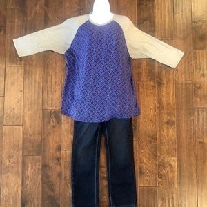 Lularoe Blue and Red Diamond Baseball Tee